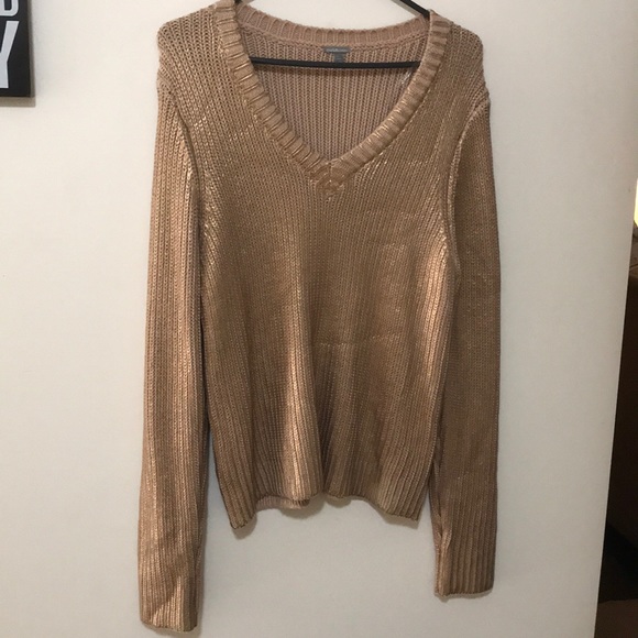 Charlotte Russe Sweaters - !FINAL! Charlotte Russe Gold Semi-Crop Sweater